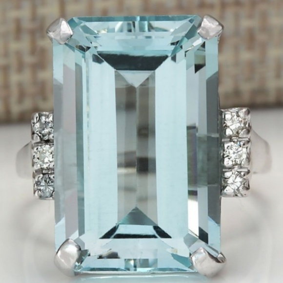 STERLING SILVER 925 Jewelry - AQUAMARINE 925 S SILVER RING & GIFT